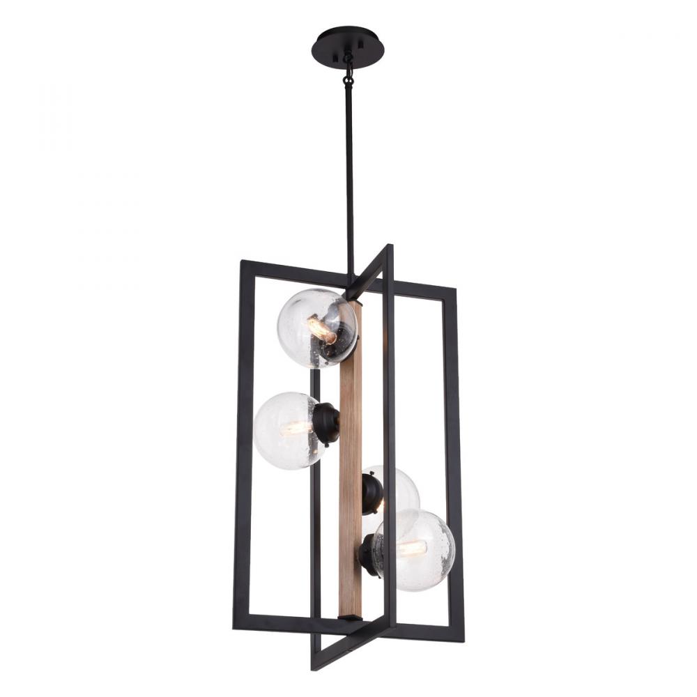 Bridgeview 16 in. 4 Light Pendant Oil Rubbed Bronze and Light Walnut