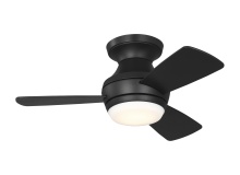 Visual Comfort & Co. Fan Collection 3IKHR32MBKD - Ikon 32 Hugger LED Ceiling Fan in Midnight Black with Midnight Black / American Walnut Reversible