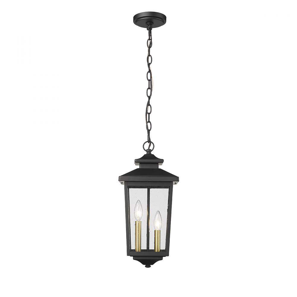Eldrick 2-Light Outdoor Hanging Lantern Powder Coated Black