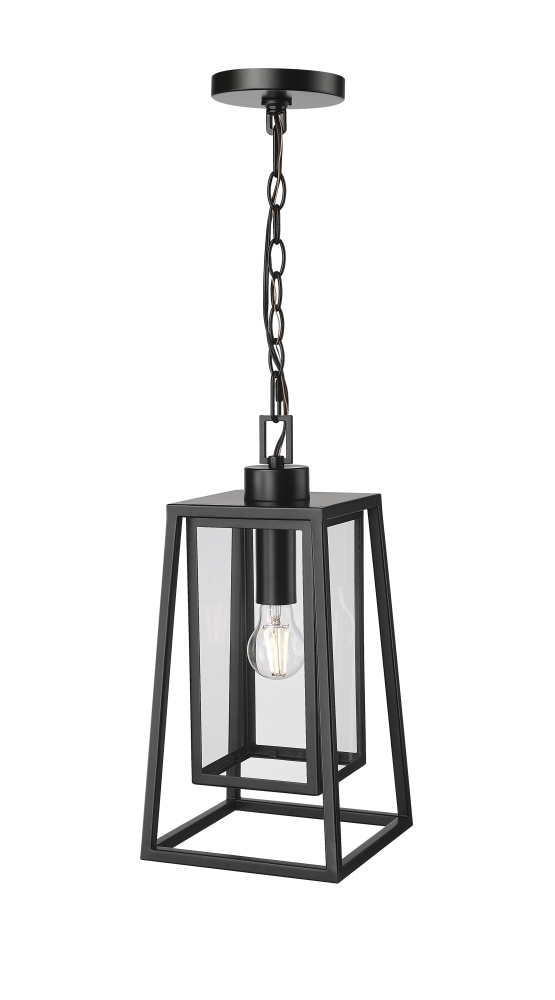 Denzell 8.25" Wide 1-Light Outdoor Hanging Lantern - Powder Coated Black