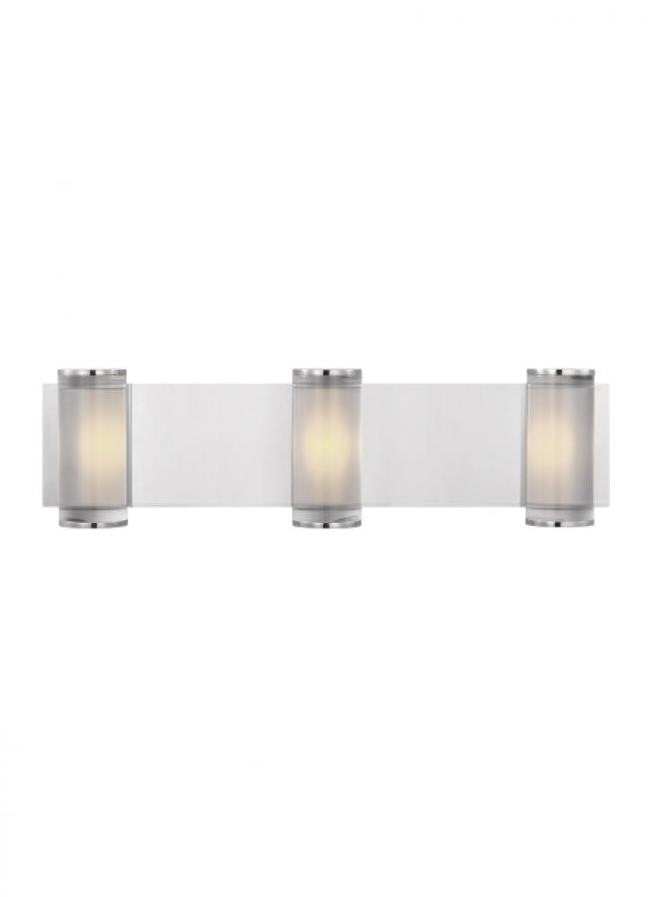The Esfera Large Damp Rated 3-Light Integrated Dimmable LED Wall Sconce in Polished Nickel