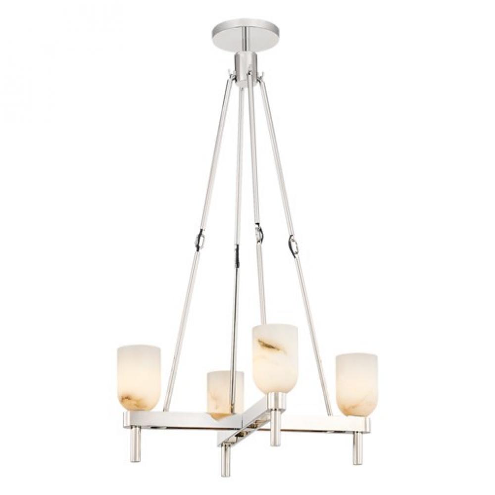 Lucian 22-in Polished Nickel/Alabaster 4 Lights Pendant