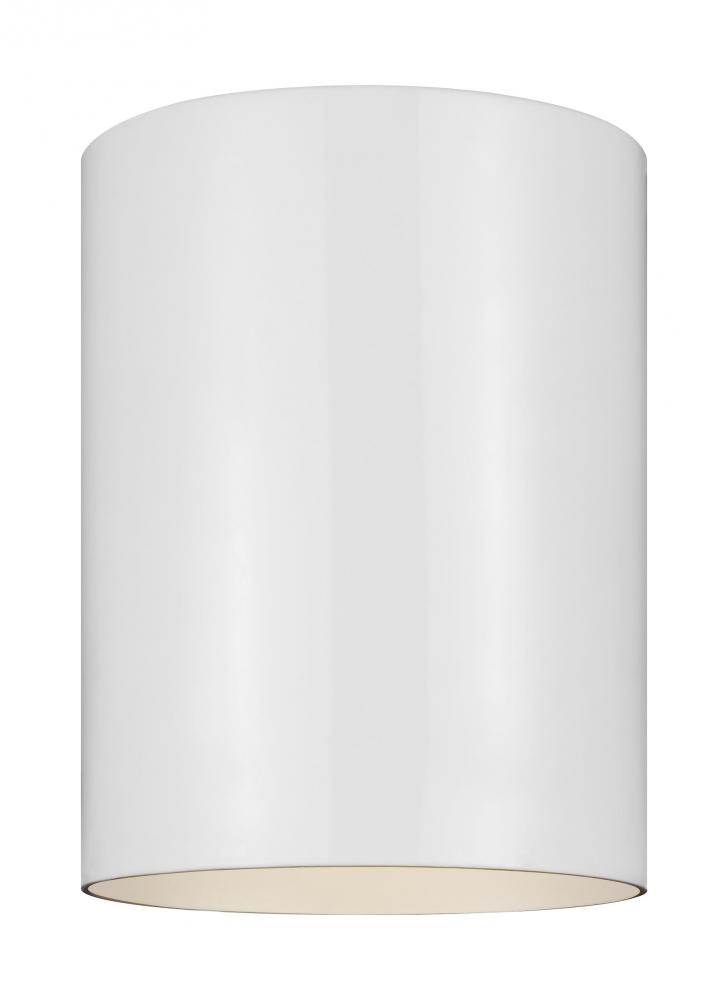 Outdoor Cylinders transitional 1-light outdoor exterior ceiling flush mount in white finish