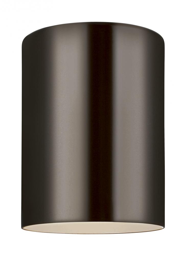 Outdoor Cylinders transitional 1-light LED outdoor exterior ceiling flush mount in bronze finish