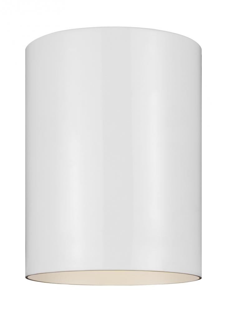Outdoor Cylinders transitional 1-light LED outdoor exterior ceiling flush mount in white finish