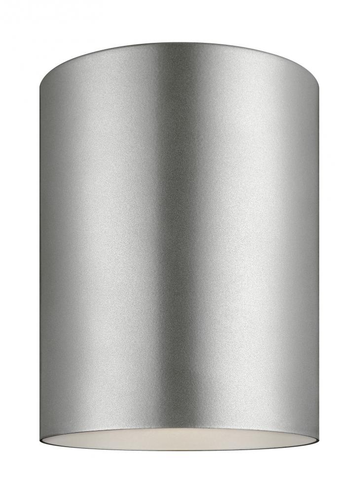 Outdoor Cylinders transitional 1-light LED outdoor exterior ceiling flush mount in painted brushed n