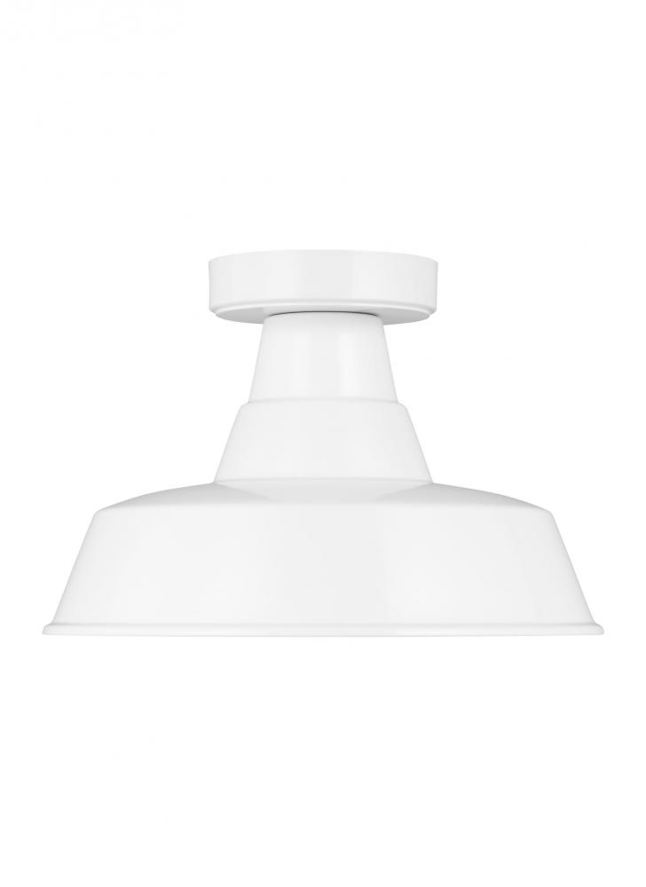 Barn Light traditional 1-light LED outdoor exterior Dark Sky compliant ceiling flush mount in white
