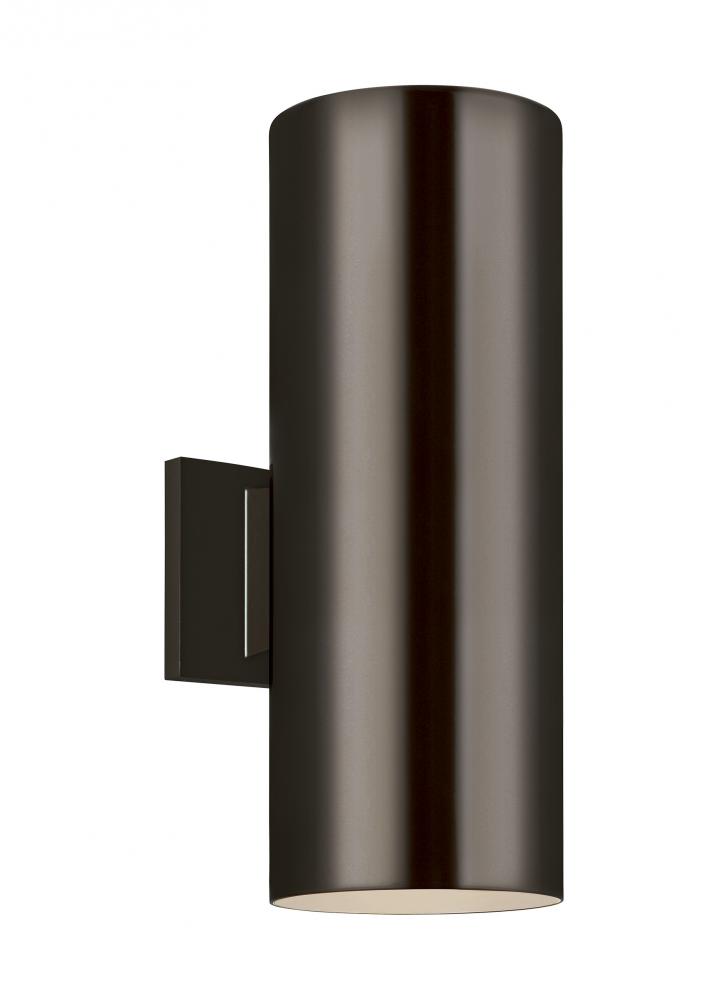 Outdoor Cylinders transitional 2-light LED outdoor exterior small wall lantern sconce in bronze fini