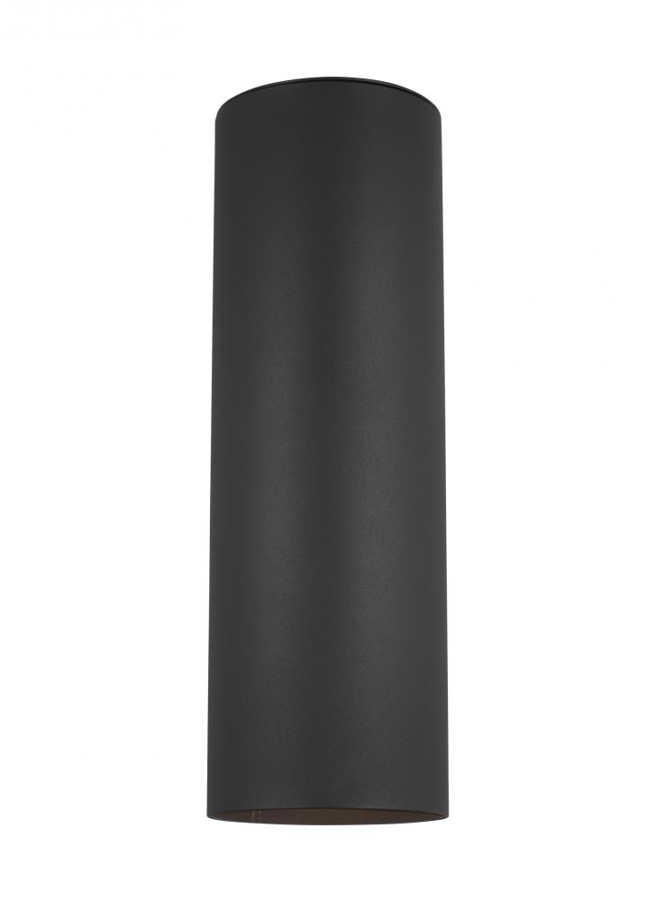 Outdoor Cylinders transitional 2-light LED outdoor exterior large wall lantern sconce in black finis