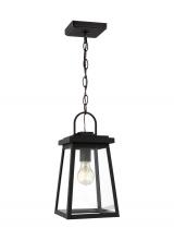 Visual Comfort & Co. Studio Collection 6248401-12 - Founders modern 1-light outdoor exterior ceiling hanging pendant in black finish with clear glass pa