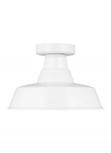 Visual Comfort & Co. Studio Collection 7837401-15 - Barn Light traditional 1-light outdoor exterior Dark Sky compliant ceiling flush mount in white fini