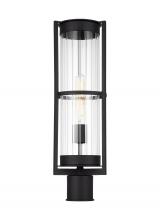 Visual Comfort & Co. Studio Collection 8226701EN7-12 - Alcona transitional 1-light LED outdoor exterior post lantern in black finish with clear fluted glas