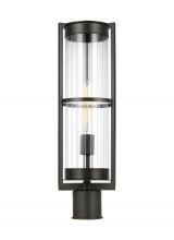 Visual Comfort & Co. Studio Collection 8226701EN7-71 - Alcona transitional 1-light LED outdoor exterior post lantern in antique bronze finish with clear fl
