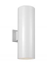 Visual Comfort & Co. Studio Collection 8313902-15 - Outdoor Cylinders transitional 2-light outdoor exterior large wall lantern sconce in white finish wi