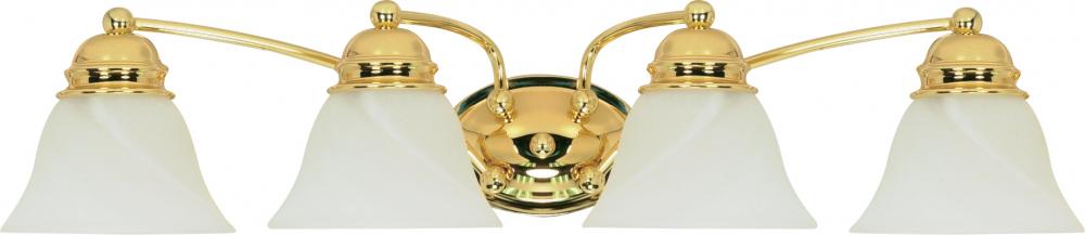 Empire - 4 Light 29" Vanity with Alabaster Glass - Polished Brass Finish