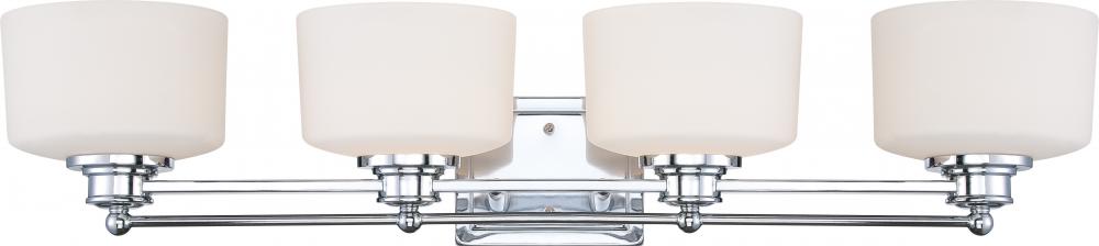 Soho - 4 Light Vanity with Satin White Glass - Polished Chrome Finish