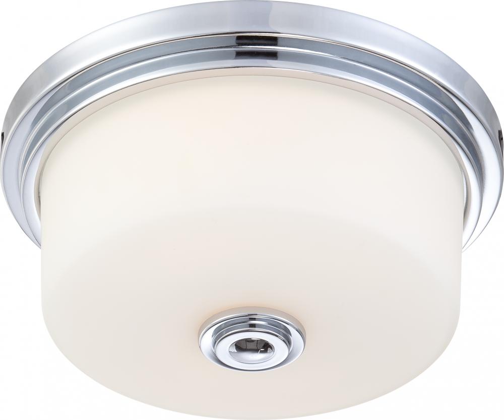 Soho - 2 Light Medium Flush with Satin White Glass - Polished Chrome Finish