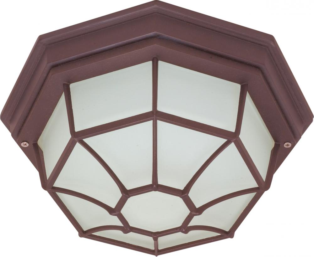 1 Light - 12" Flush Spider Cage with Glass Lens - Old Bronze Finish