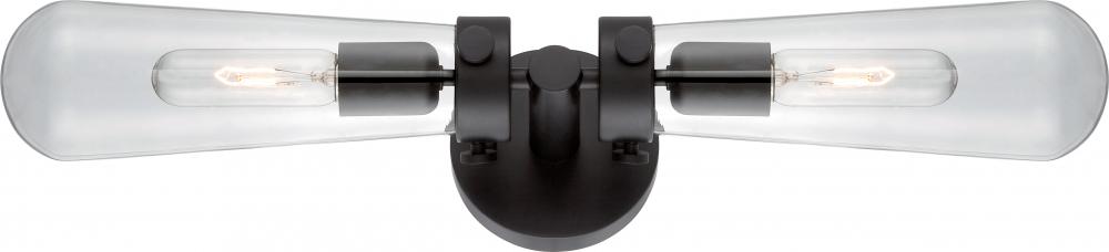 Beaker - 2 Light Wall Sconce with Clear Glass -Aged Bronze Finish