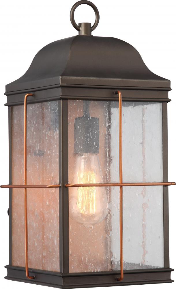 Howell - 1 Light Large Wall Lantern with Clear Seeded Glass - Bronze Finish Wall Lantern with Copper
