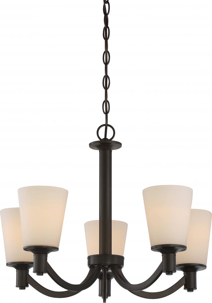 Laguna - 5 Light Hanging with White Glass - Forest Bronze Finish