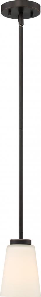 Nome - 1 Light Pendant with Satin White Glass - Mahogany Bronze Finish