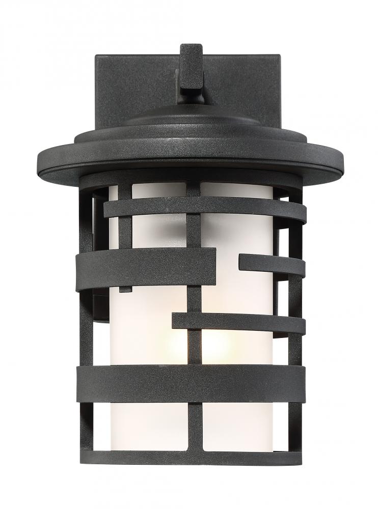 Lansing - 1 Light 10" Wall Lantern with Etched Glass - Textured Black Finish