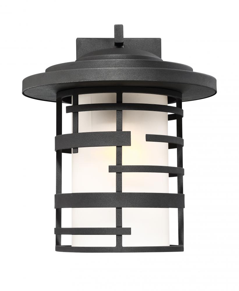 Lansing - 1 Light 14" Wall Lantern with Etched Glass - Textured Black Finish