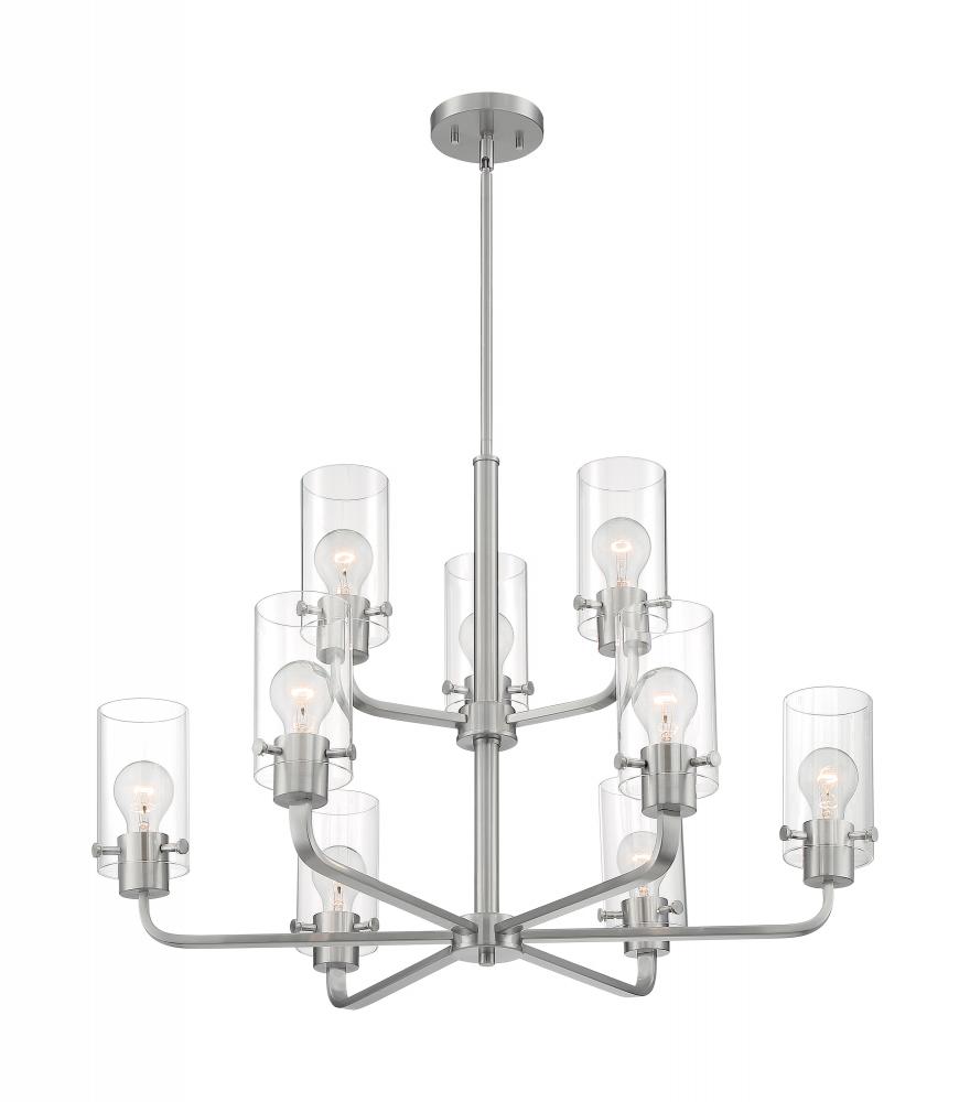 Sommerset - 9 Light Chandelier with Clear Glass - Brushed Nickel Finish