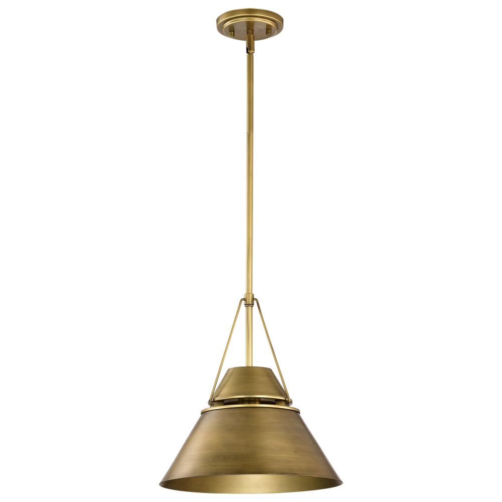 Adina 1 Light Medium Pendant; Natural Brass Finish