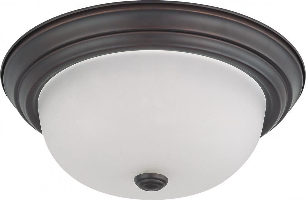 2 Light - LED 13" Flush Fixture - Mahogany Bronze Finish - Frosted Glass - Lamps Included