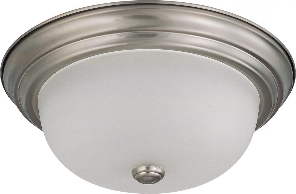 2 Light - LED 13" Flush Fixture - Brushed Nickel Finish - Frosted Glass - Lamps Included