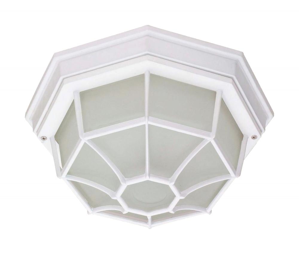 LED Spider Cage Fixture; White Finish with Frosted Glass