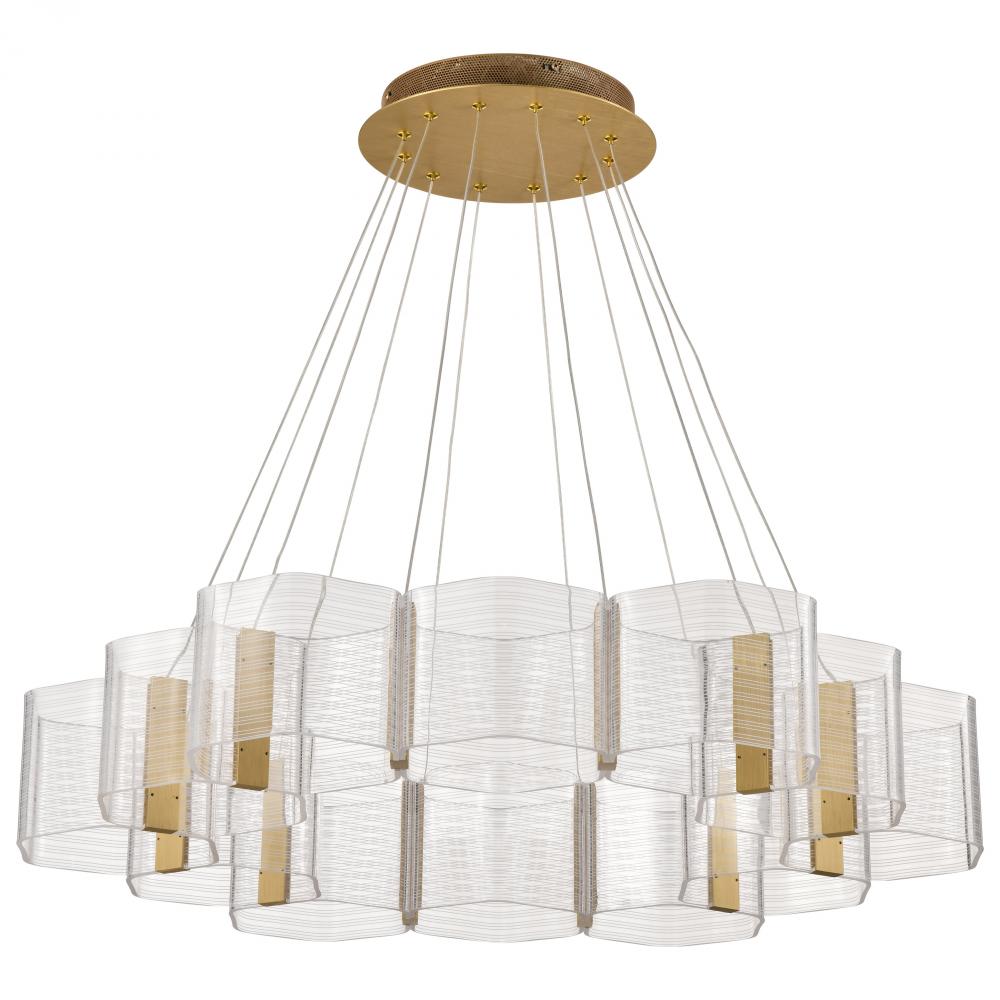 Kenzo; LED 12 Light Chandelier; Polished Anodized Bronze Finish; Light Guide Panel