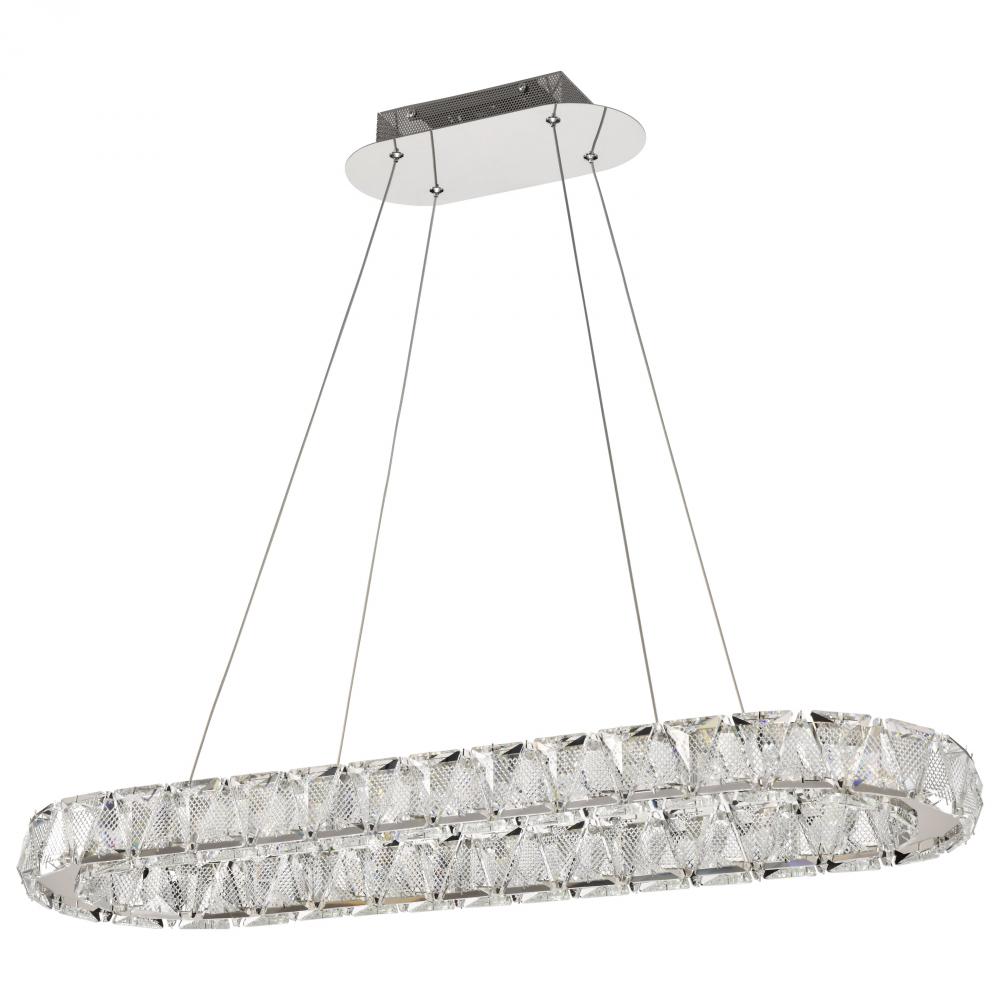 Asher; LED 36 Inch Oval Pendant; Polished Nickel Finish; K9 Crystal