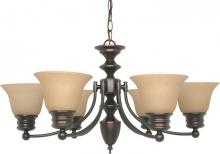 Nuvo 60/1274 - Empire - 6 Light Chandelier with Champagne Linen Washed Glass - Mahogany Bronze Finish