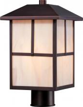 Nuvo 60/5675 - Tanner - 1 Light - Post Lantern with Honey Stained Glass - Claret Bronze Finish