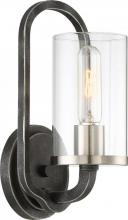 Nuvo 60/6121 - Sherwood - 1 Light Wall Sconce with Clear Glass -Iron Black Finish with Brushed Nickel Accents