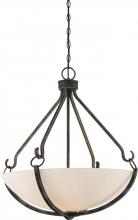 Nuvo 60/6125 - Sherwood - 4 Light Pendant with Frosted Etched Glass - Iron Black Finish with Brushed Nickel Accents