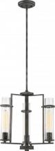 Nuvo 60/6383 - Donzi - 3 Light Chandelier with Clear Seeded Glass - Iron Black Finish