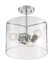 Nuvo 60/7178 - Sommerset - 3 Light Semi-Flush with Clear Glass - Brushed Nickel Finish