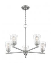 Nuvo 60/7185 - Bransel - 5 Light Chandelier with Seeded Glass - Brushed Nickel Finish