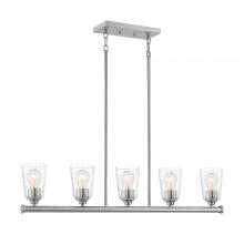 Nuvo 60/7186 - Bransel - 5 Light Island Pendant with Seeded Glass - Brushed Nickel Finish