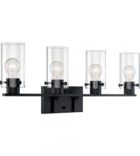 Nuvo 60/7274 - Sommerset - 4 Light Vanity with Clear Glass - Matte Black Finish