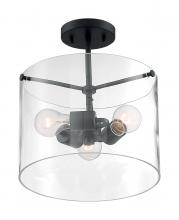 Nuvo 60/7278 - Sommerset - 3 Light Semi-Flush with Clear Glass - Matte Black Finish