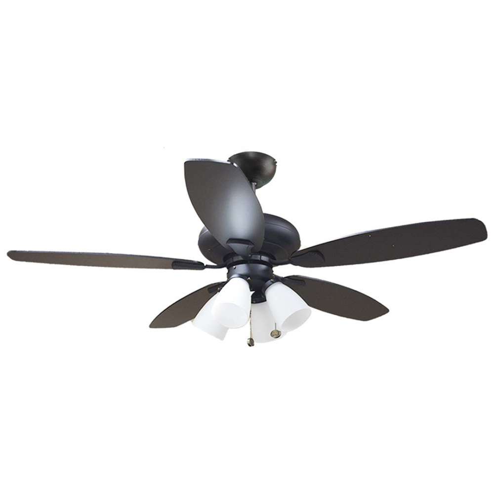 52" 5-Blade UFO Fan MB Black/Walnut Blades 4-Light White LED Kit