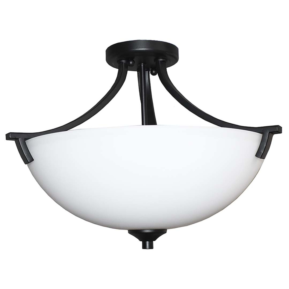 Victoria 3-Light Semi Flush Entry - MB White Glass