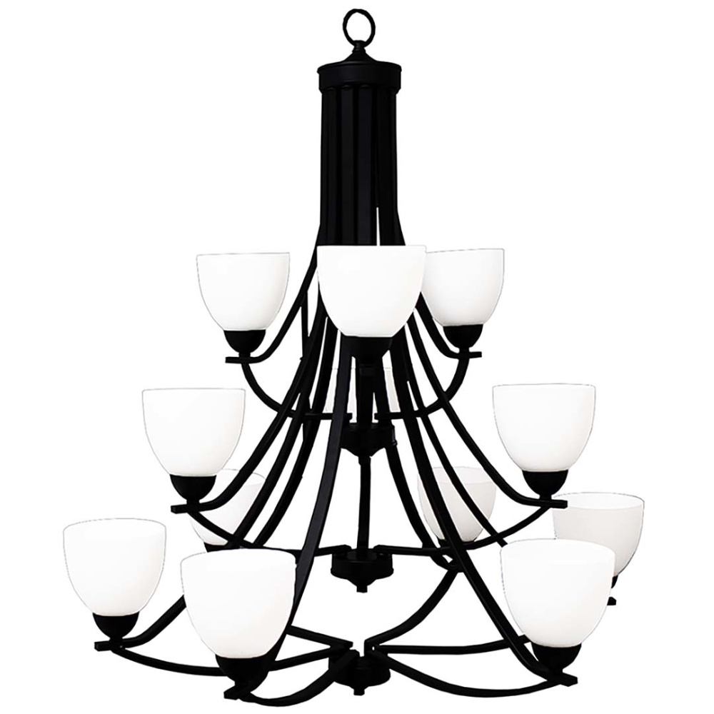 Victoria 12-Light Chandelier - MB White Glass