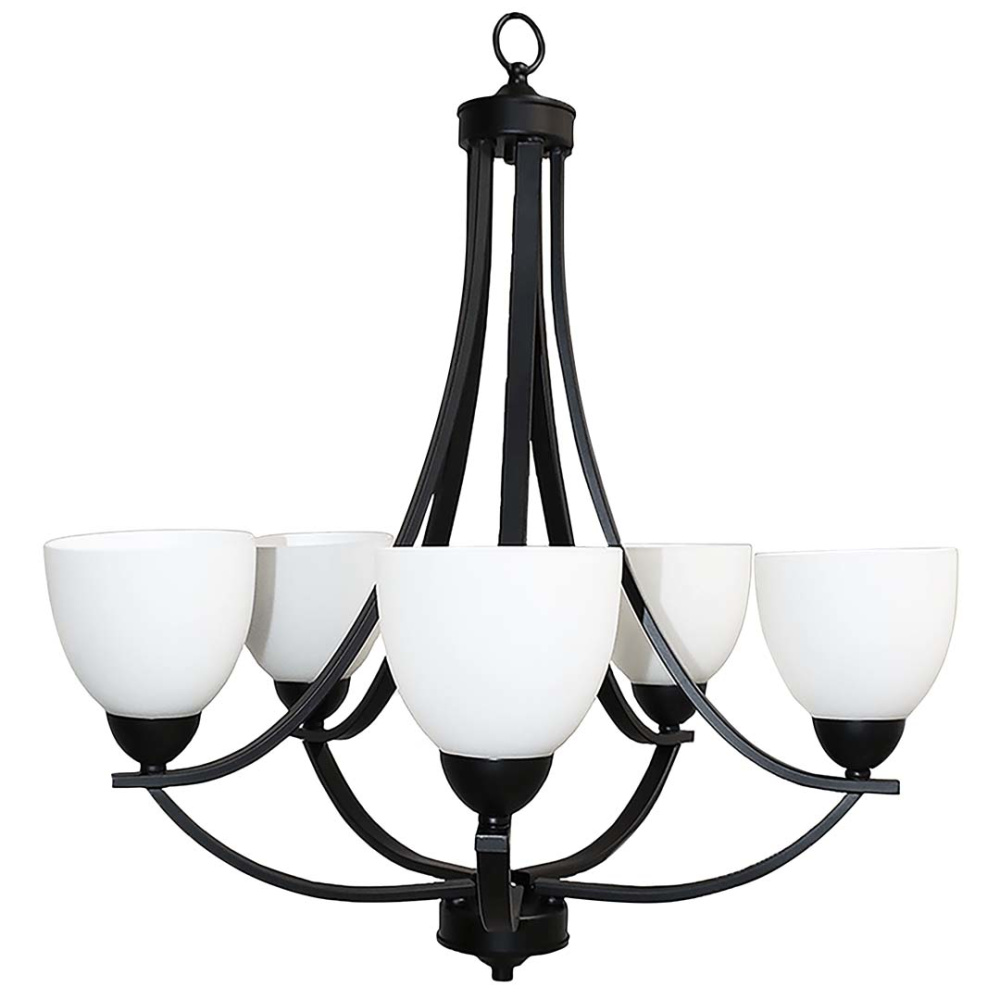 Victoria 5-Light Chandelier - MB White Glass