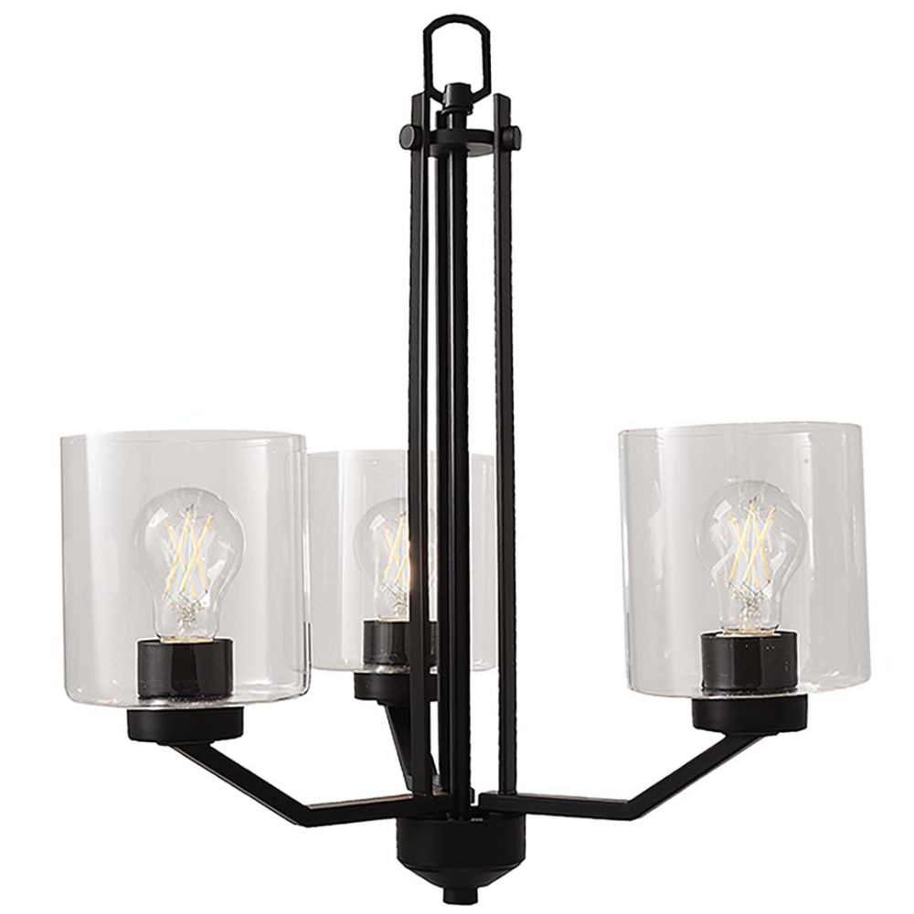 Paris 3-Light Chandelier - MB Clear Cylinder Glass